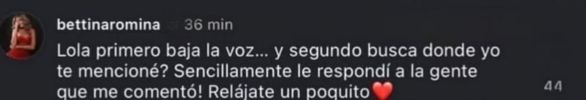 ‘Lola, primero baja la voz’: Bettina responde a Mónica Díaz tras revuelo en redes