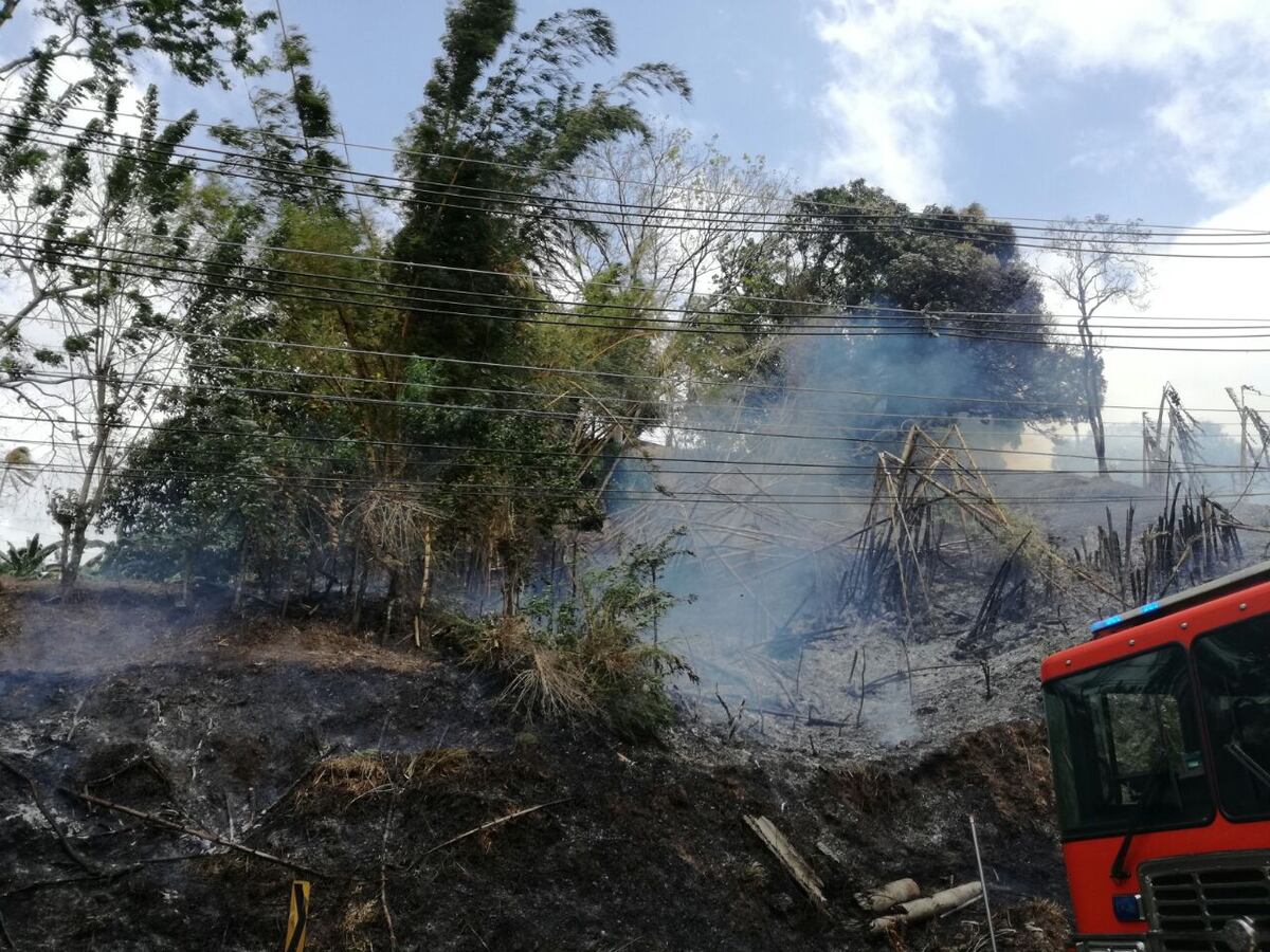 EN BRISAS. Se choca con un poste y causa incendio de masa vegetal