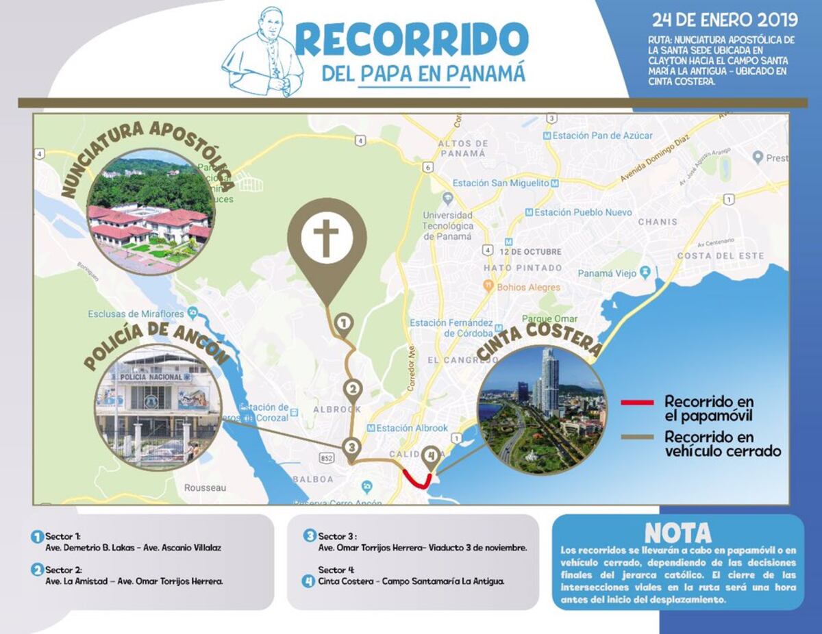 Estos son los 23 desplazamientos que realizará el Papa Francisco durante la JMJ