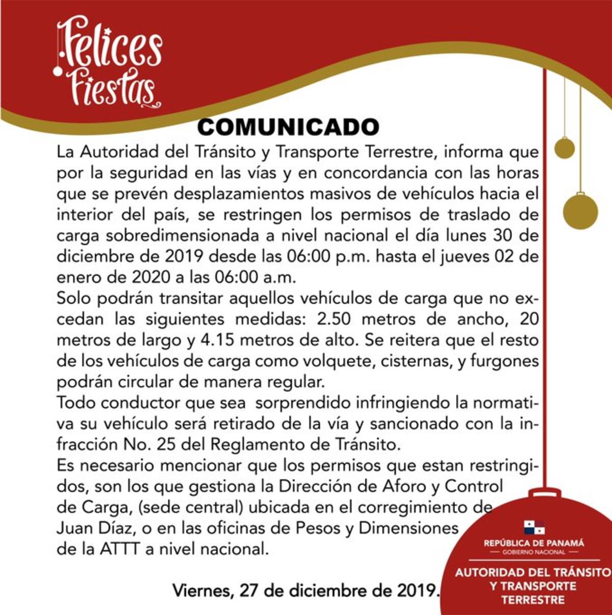 Restringen permisos para traslado de carga de gran tamaño por desplazamiento masivo de vehículos