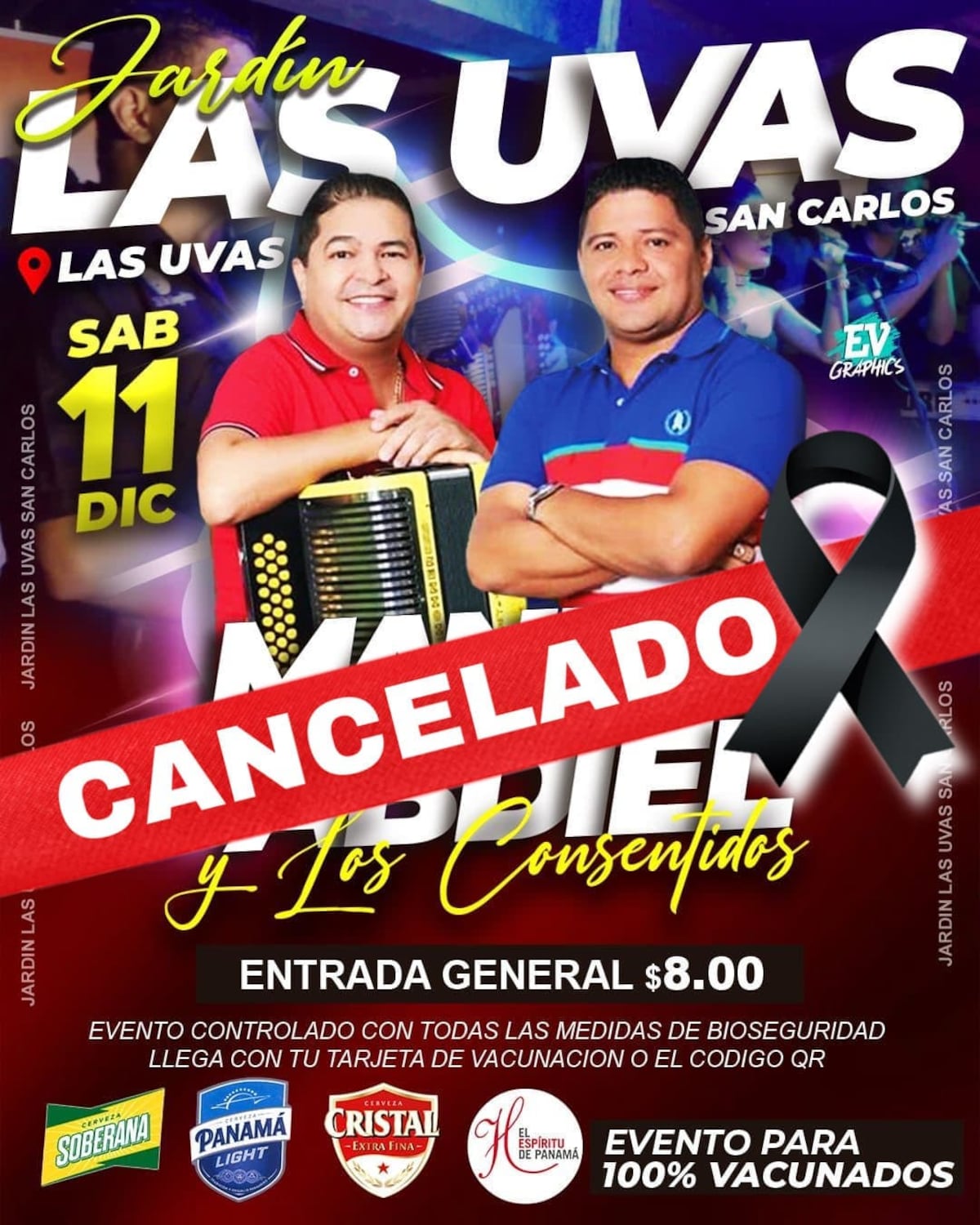 Muere integrante del conjunto de Manuel de Jesús Ábrego. Cancelan show de este sábado