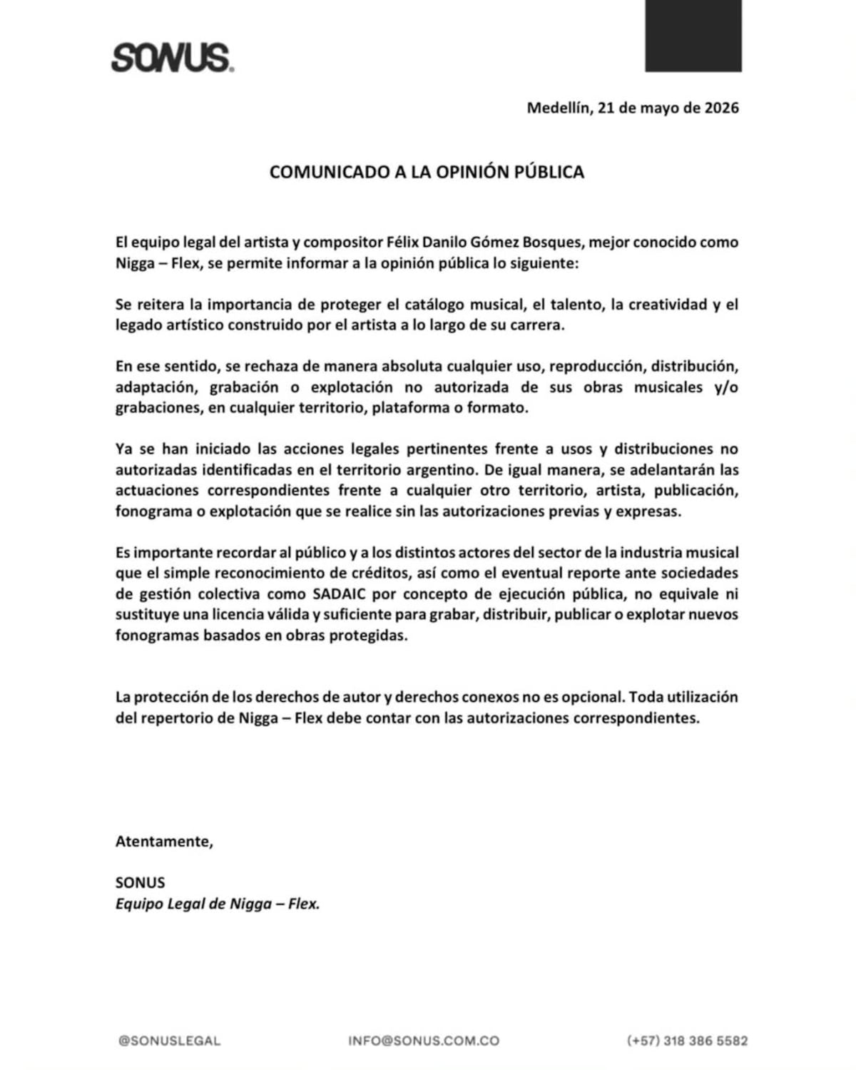 Derechos de autor en llamas: lanzan advertencia legal por canciones vinculadas a Flex