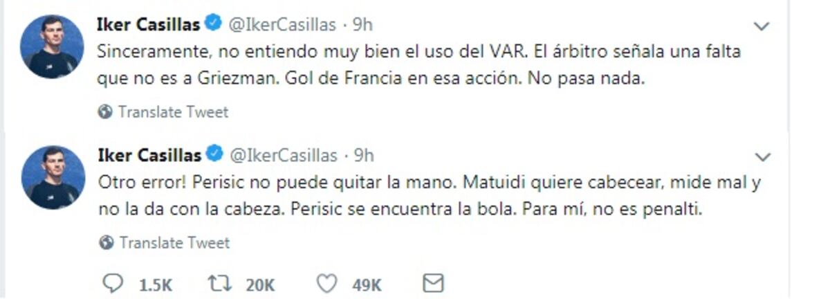 El portero español Íker Casillas criticó el uso del VAR y Luis Suárez lo secundó