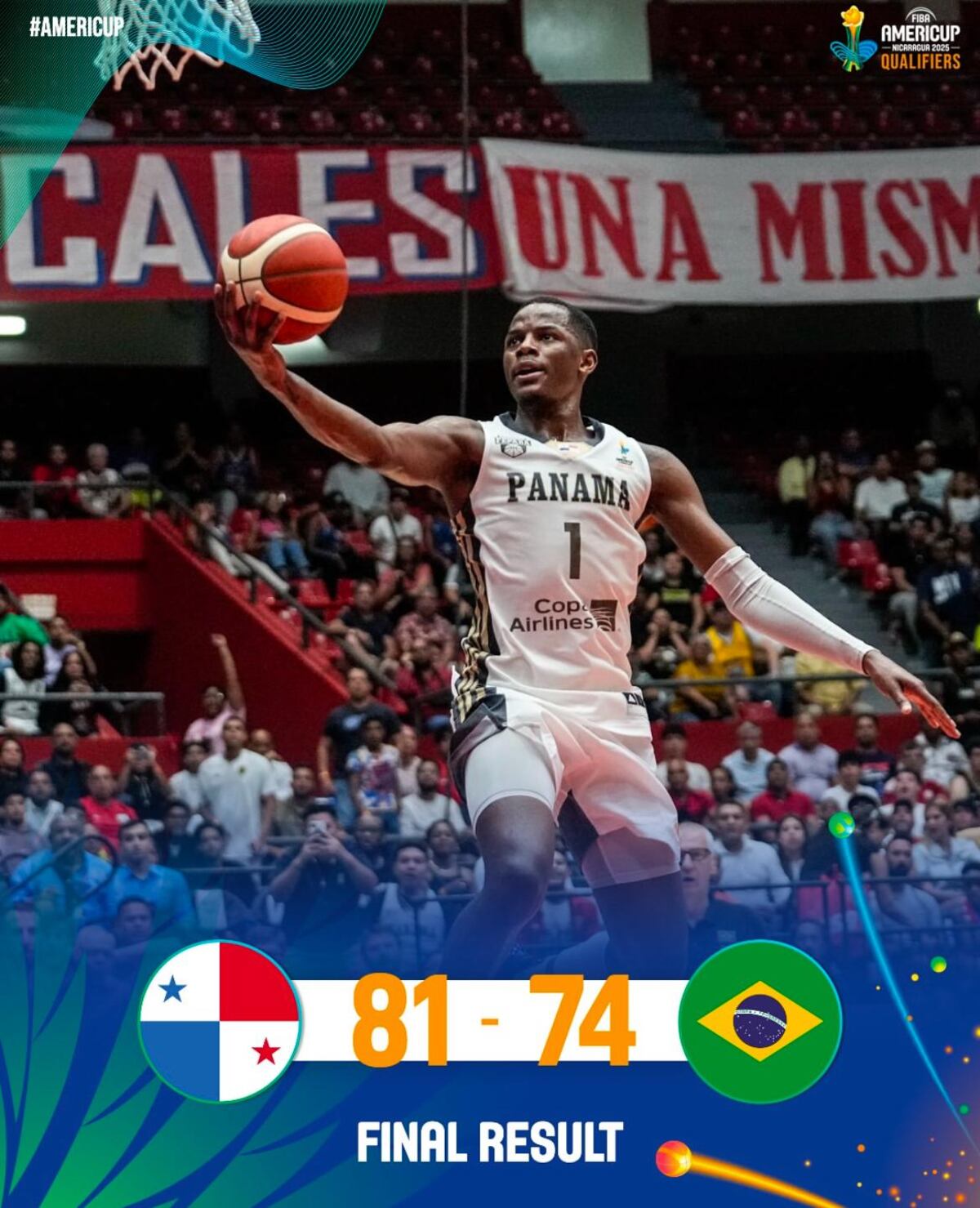 Panamá logra histórica victoria sobre Brasil en clasificatorio a la AmeriCup 2025