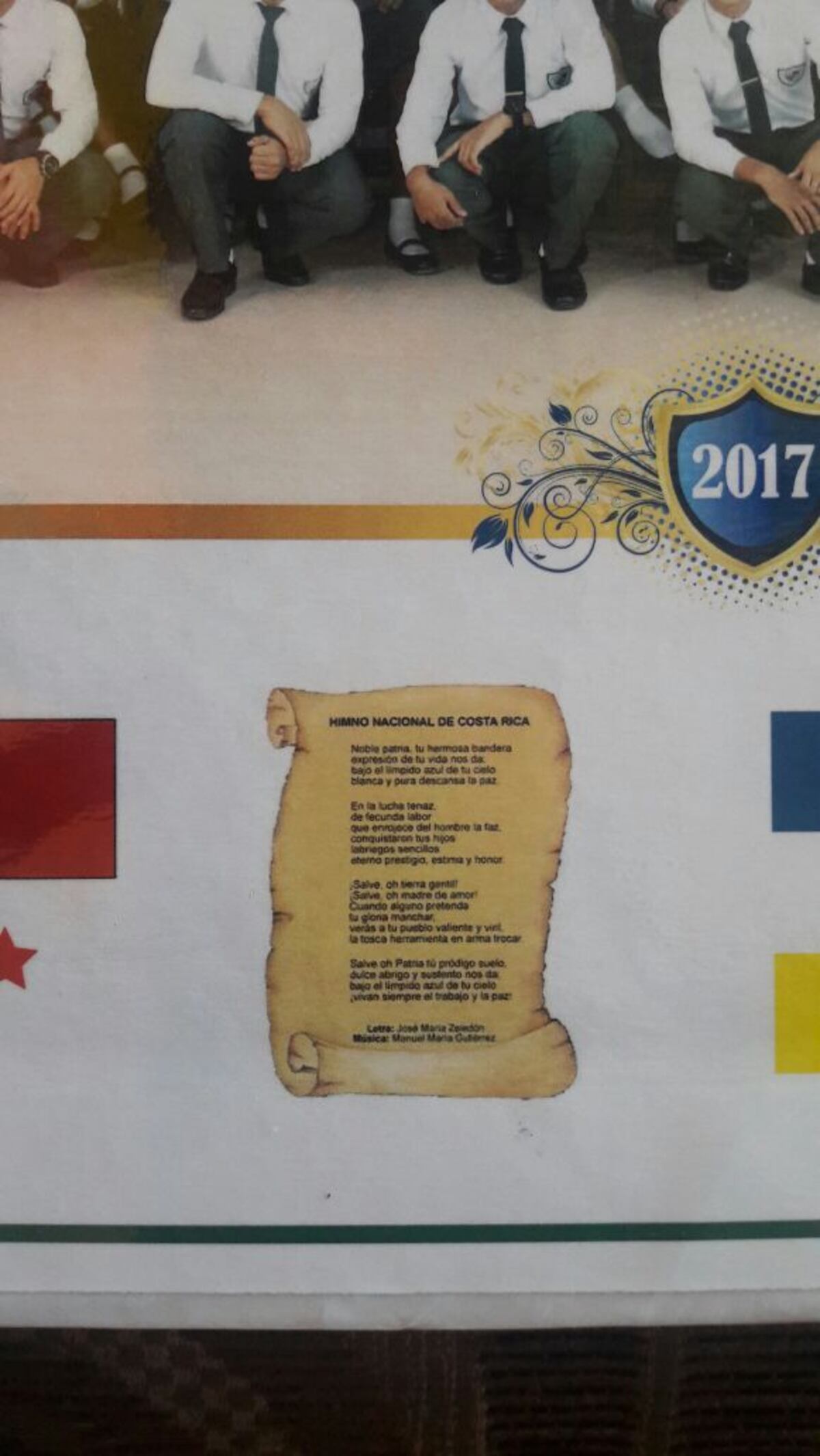 ¡HORROR!. En lugar de llevar impreso el himno de Panamá, tenía el de Costa Rica