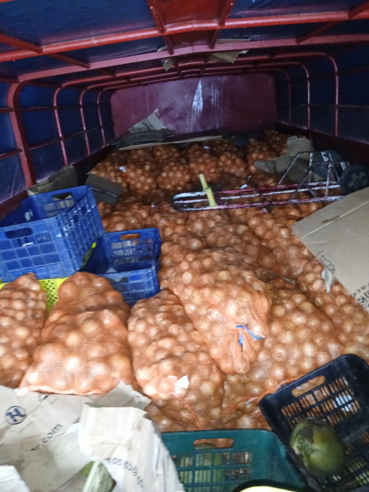 La factura no cuadró: Camión con cebollas escondidas cae en San Isidro