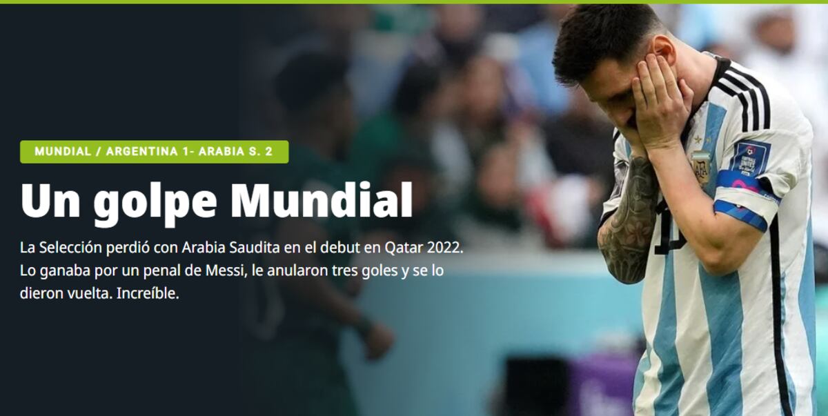 Incredulidad y lamentos. Diarios argentinos lloran la derrota de la albiceleste