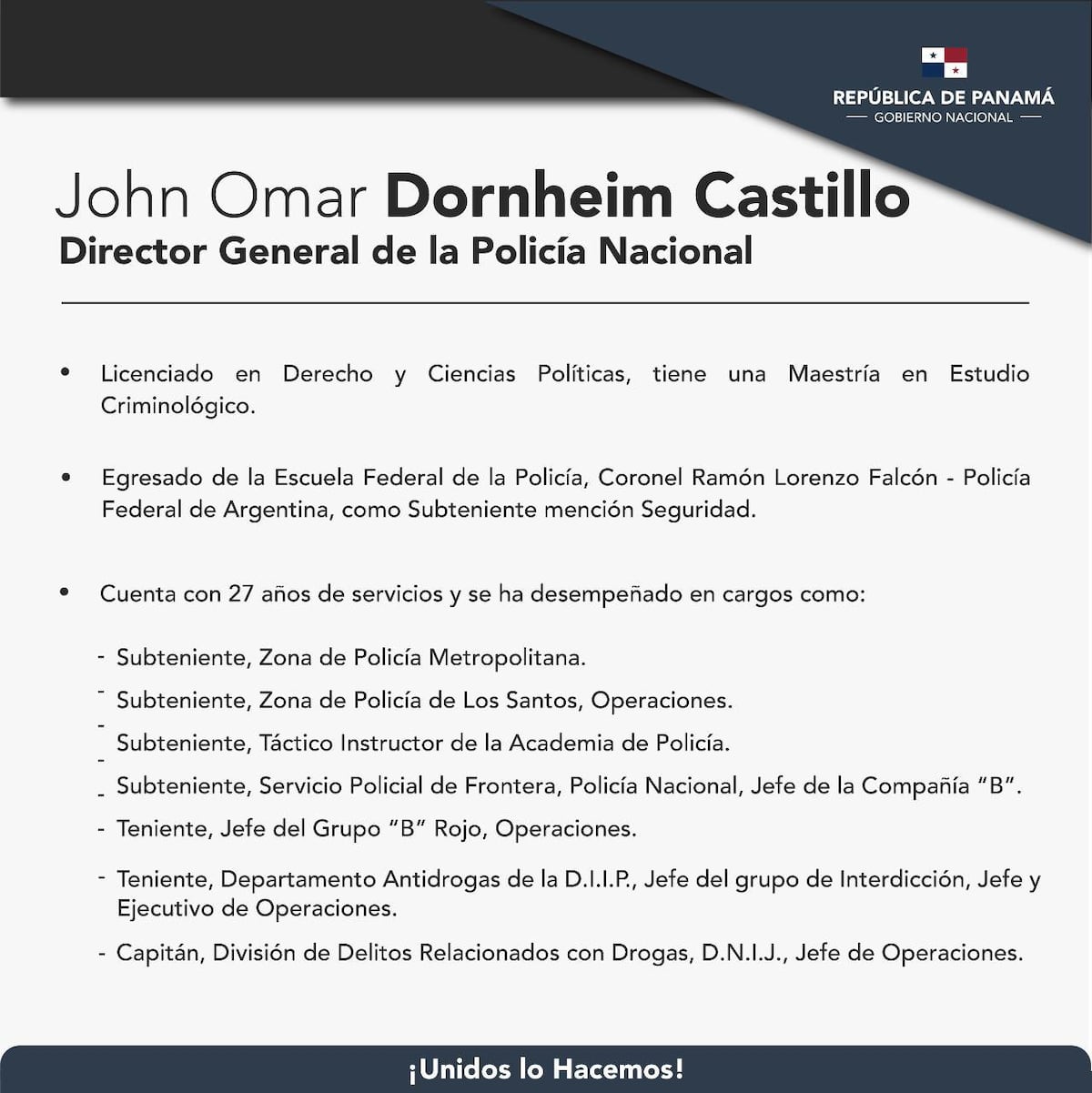 Presidente Cortizo sorprende con la designación del nuevo director de la Policía Nacional