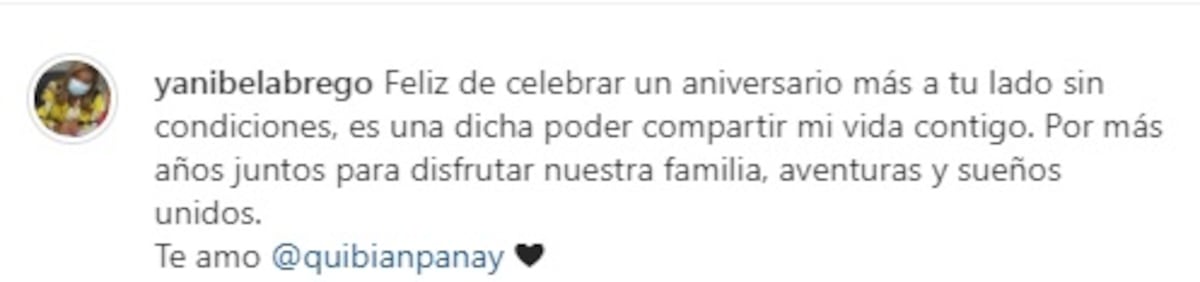 ‘Te amo, Quibián’. La diputada Yanibel Ábrego y Panay andan de aniversario