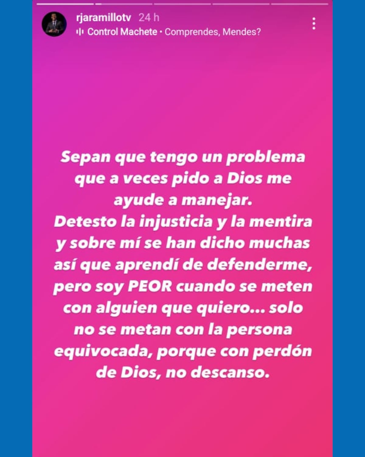 Ricardo Jaramillo explota en redes: ‘Con perdón de Dios, no descanso’