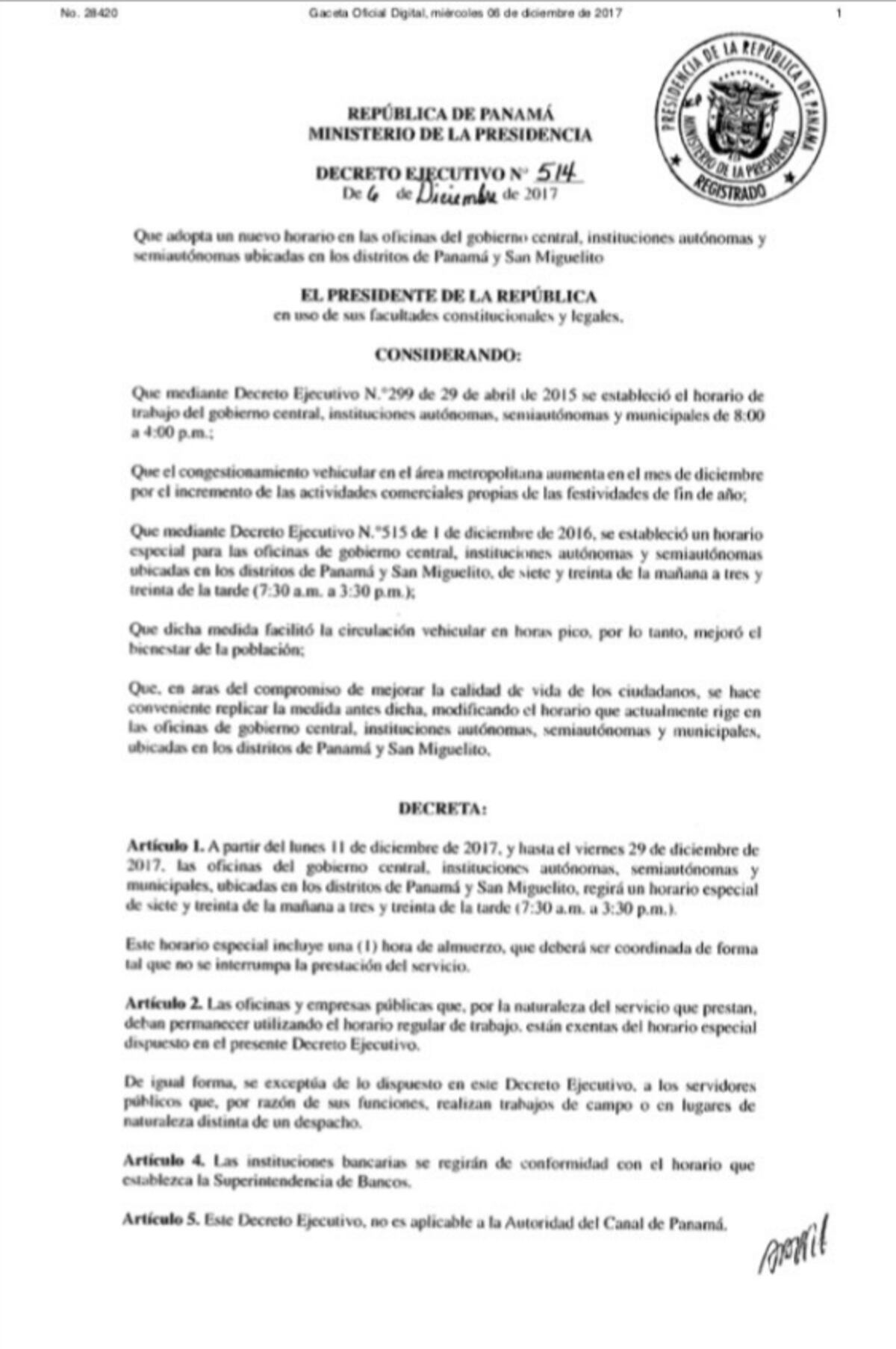 ¡GOBIERNO TENDRÁ HORARIO ESPECIAL! Para descongestionar el tráfico vehicular