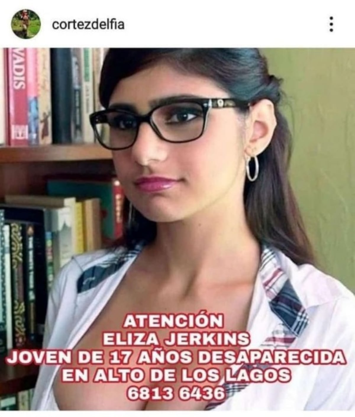 Delfia Cortez cayó en el meme de que ‘la estudiante’ Mia Khalifa está desaparecida. Se emberraca