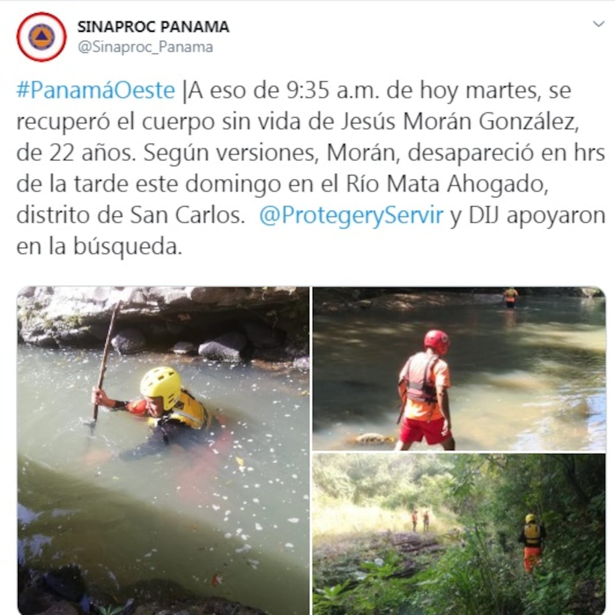 No llegó a Navidad. Encuentran sin vida a joven desaparecido. De San Miguelito fue con amigos a San Carlos