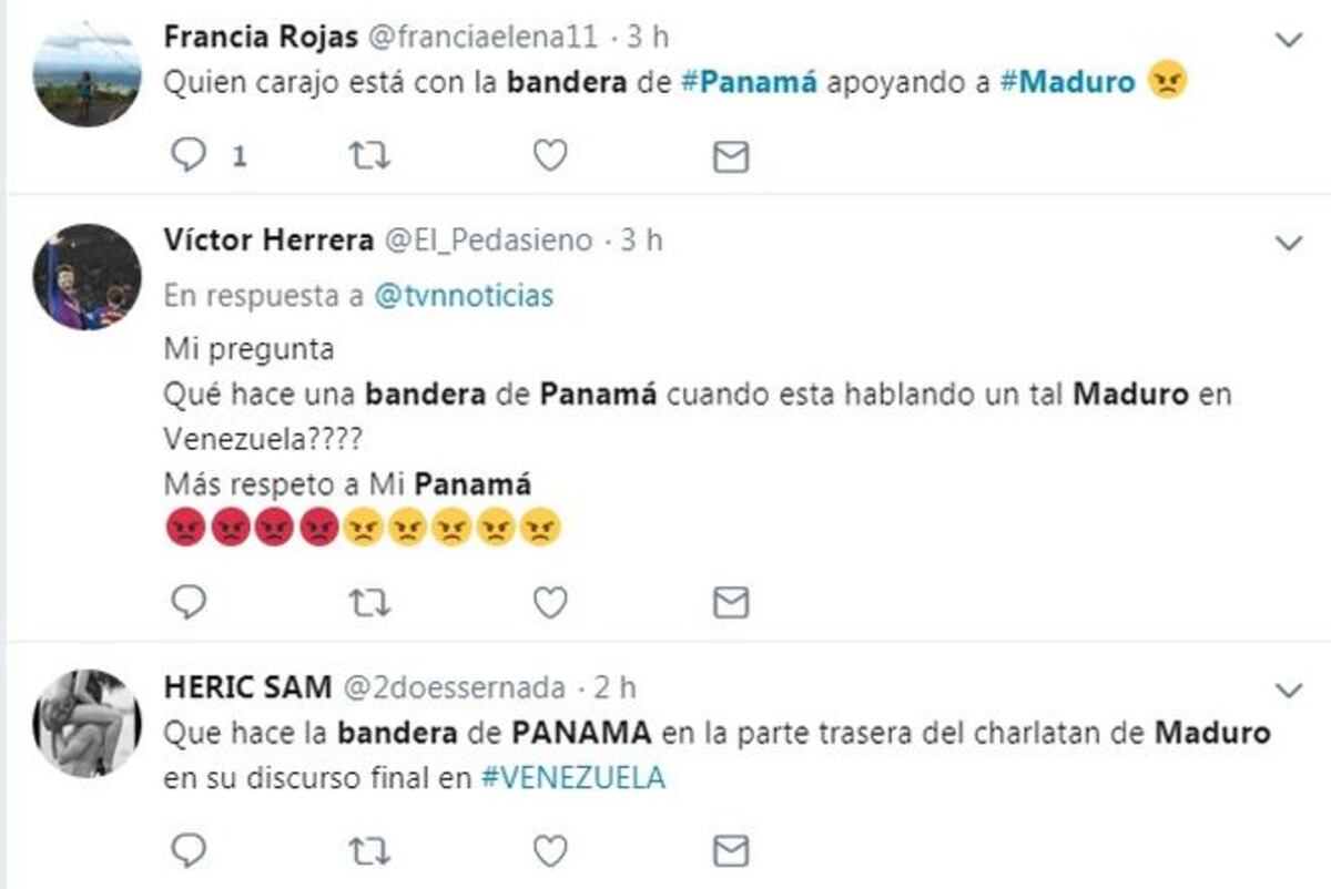 Indignación.  Ey, ey,ey.Bandera de Panamá en el discurso de Maduro causa revuelo