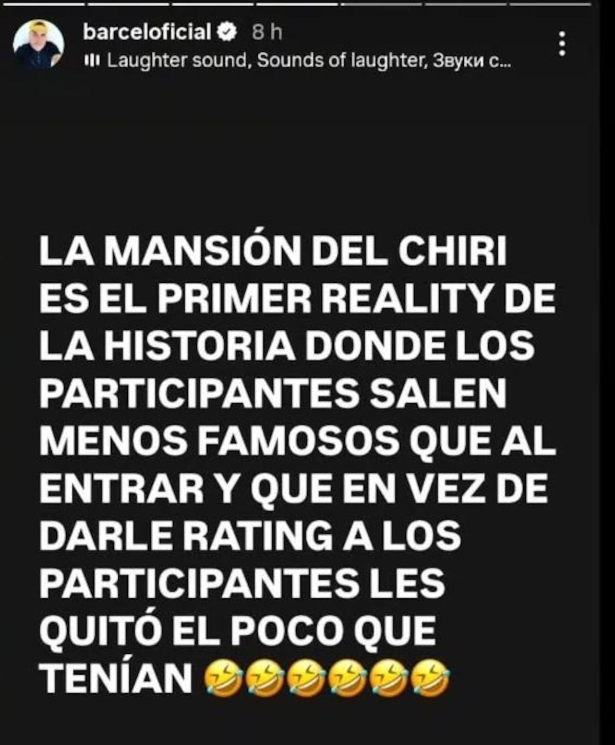 Barceló lanza duro comentario sobre ‘La Mansión del Chiri’ tras final lleno de polémica