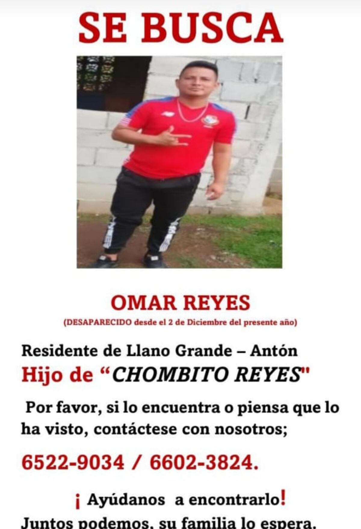 ¿Dónde está Omar? Sus familiares en Antón viven días de angustia