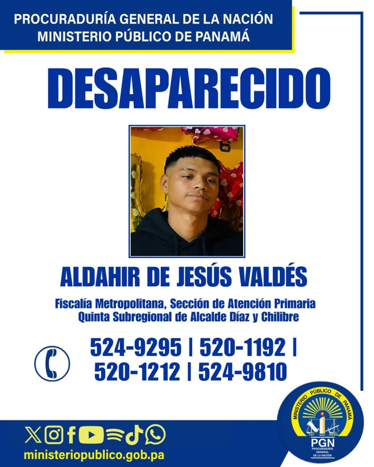 Buscan a Aldahir de Jesús Valdés: Fiscalía activa alerta por desaparición