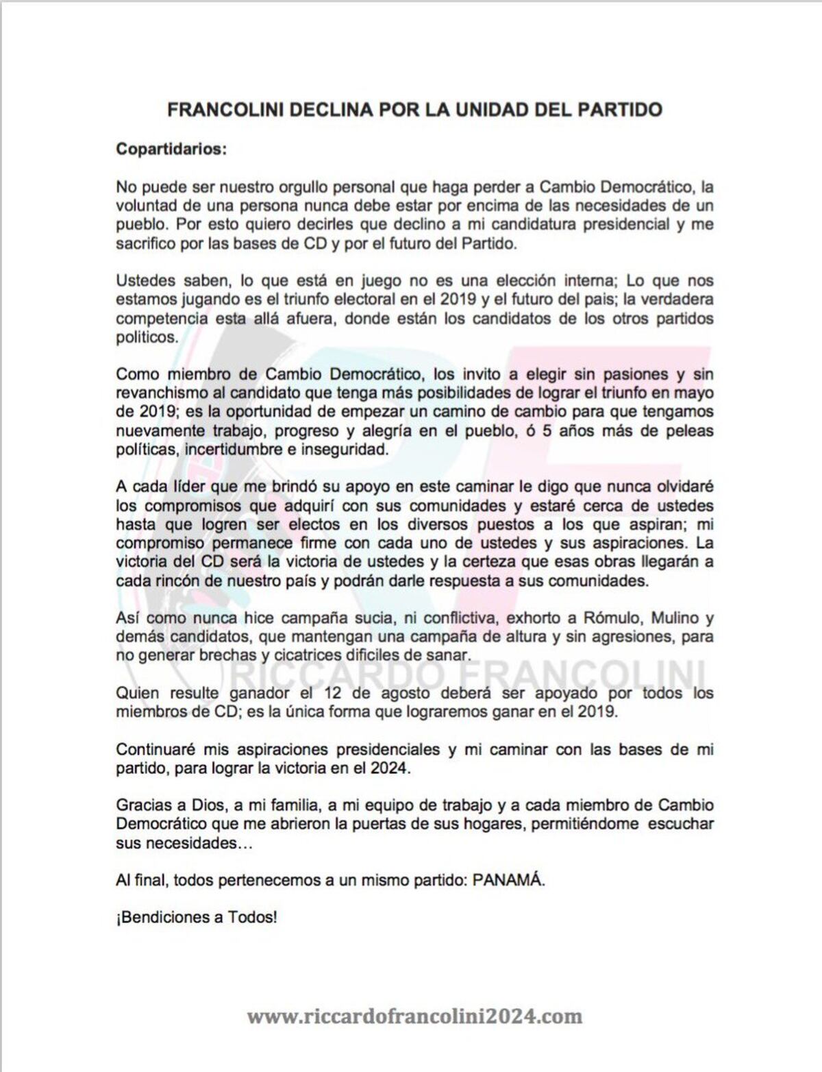 Luego de la renuncia como candidato a Francolini le llueven las críticas