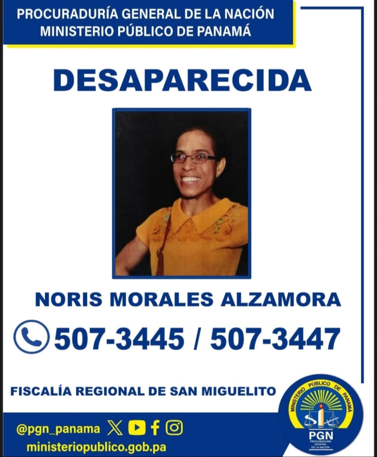 Mujer de 47 años desaparece en San Miguelito: piden apoyo ciudadano