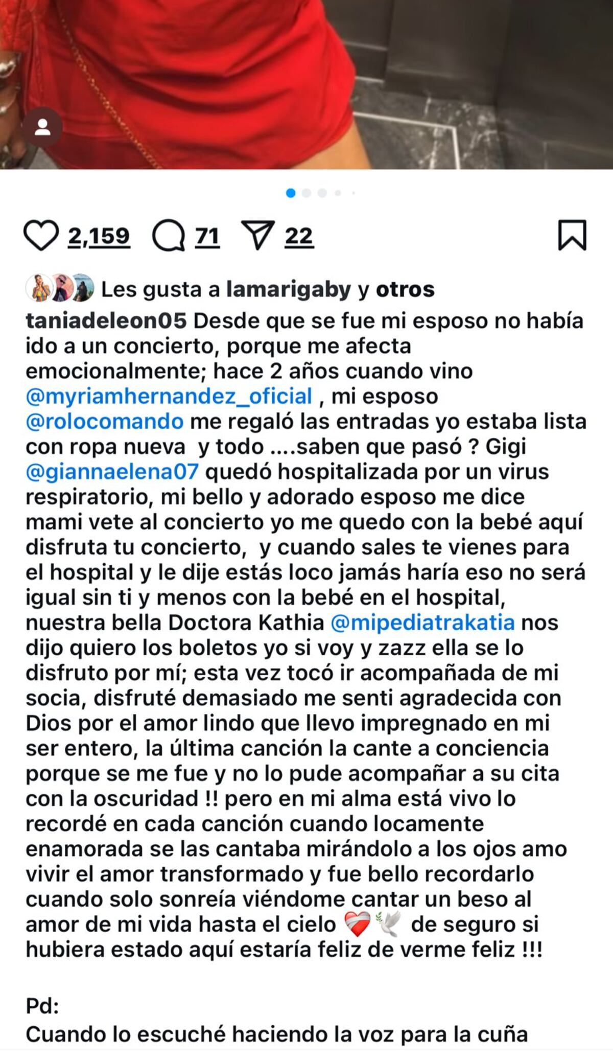 Cada canción le recordaba a Rolo: Tania revivió su amor en el concierto de Myriam Hernández