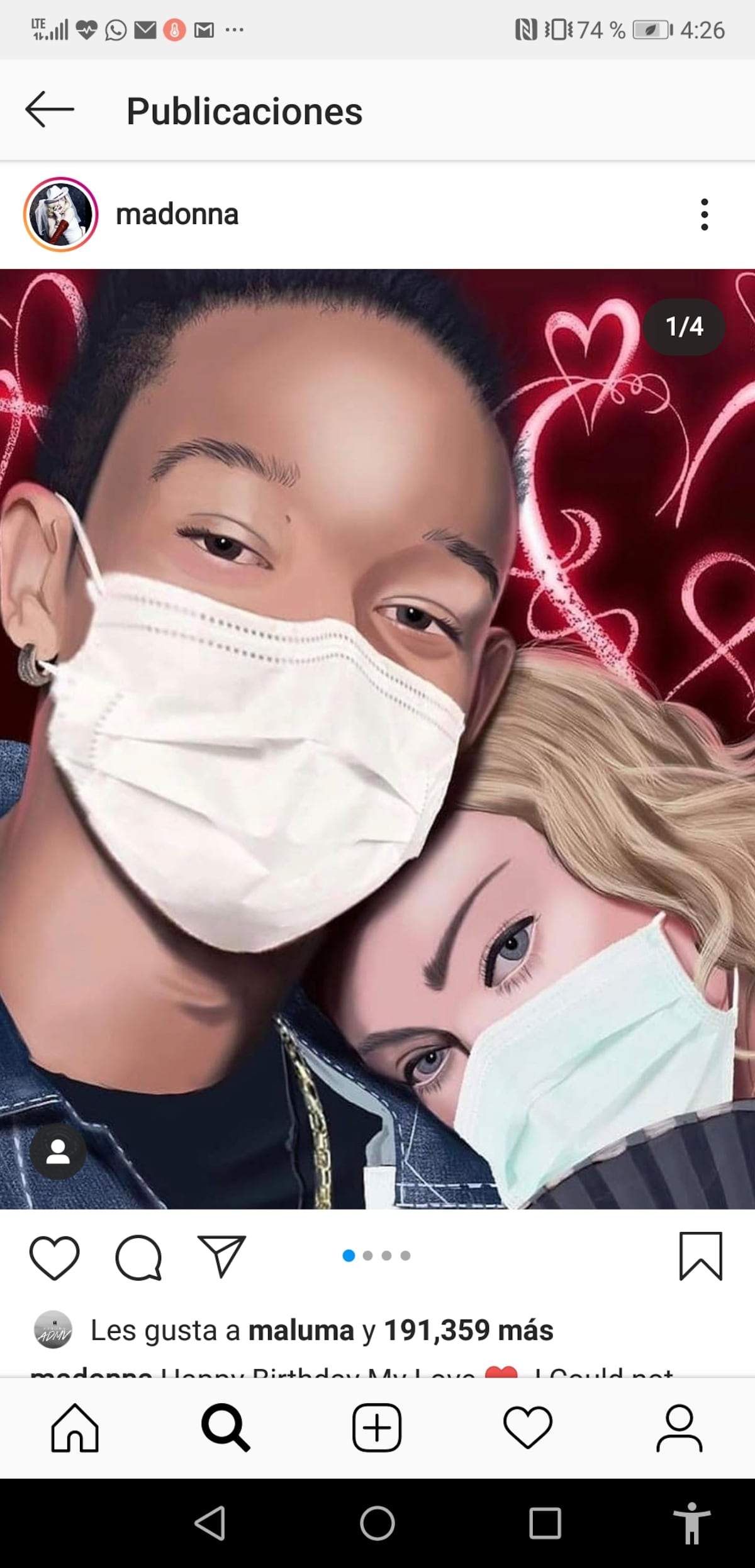 El pollo de Madonna cumple 26 añitos y la reina del pop lo llena de piropos en el Instagram