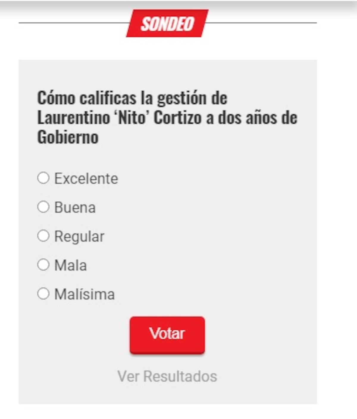 ‘Nito’ sale con mala calificación en su segundo año de Gobierno, según sondeo de Mi Diario Panamá. Entra y vota