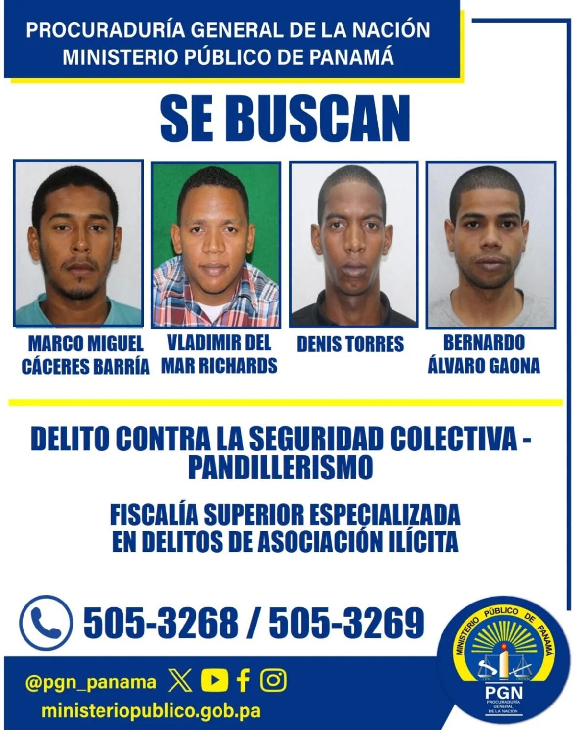 Los buscan: Se esfumaron del radar estos cuatro presuntos pandilleros