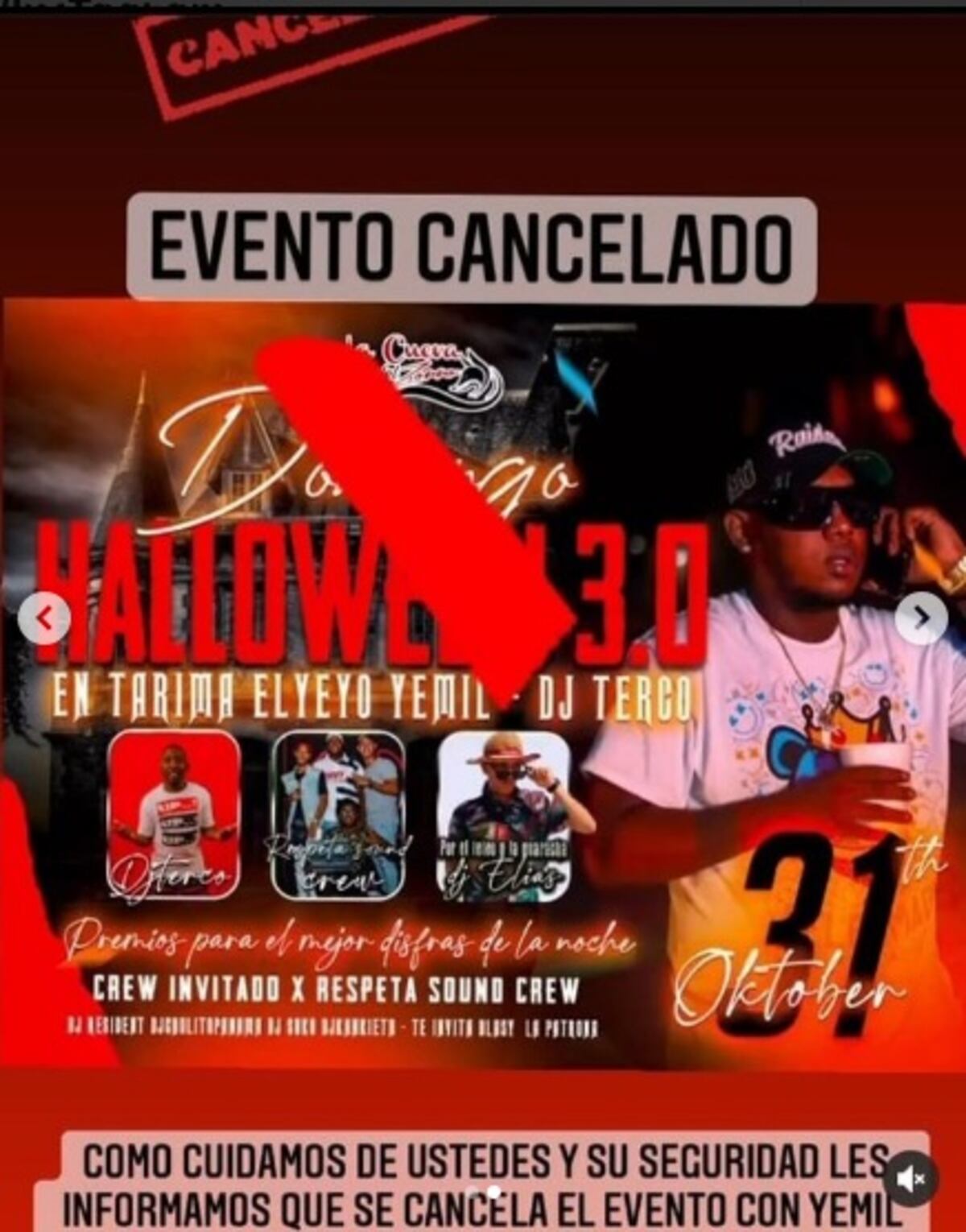 Cancelan eventos de Yemil para halloween y fiestas patrias