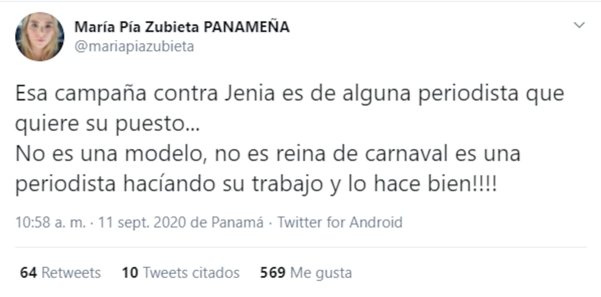 ‘Esa campaña contra Jenia Nenzen es de alguna periodista frustrada que quiere su puesto’, dice la expresentadora de noticias, María Pía Zubieta