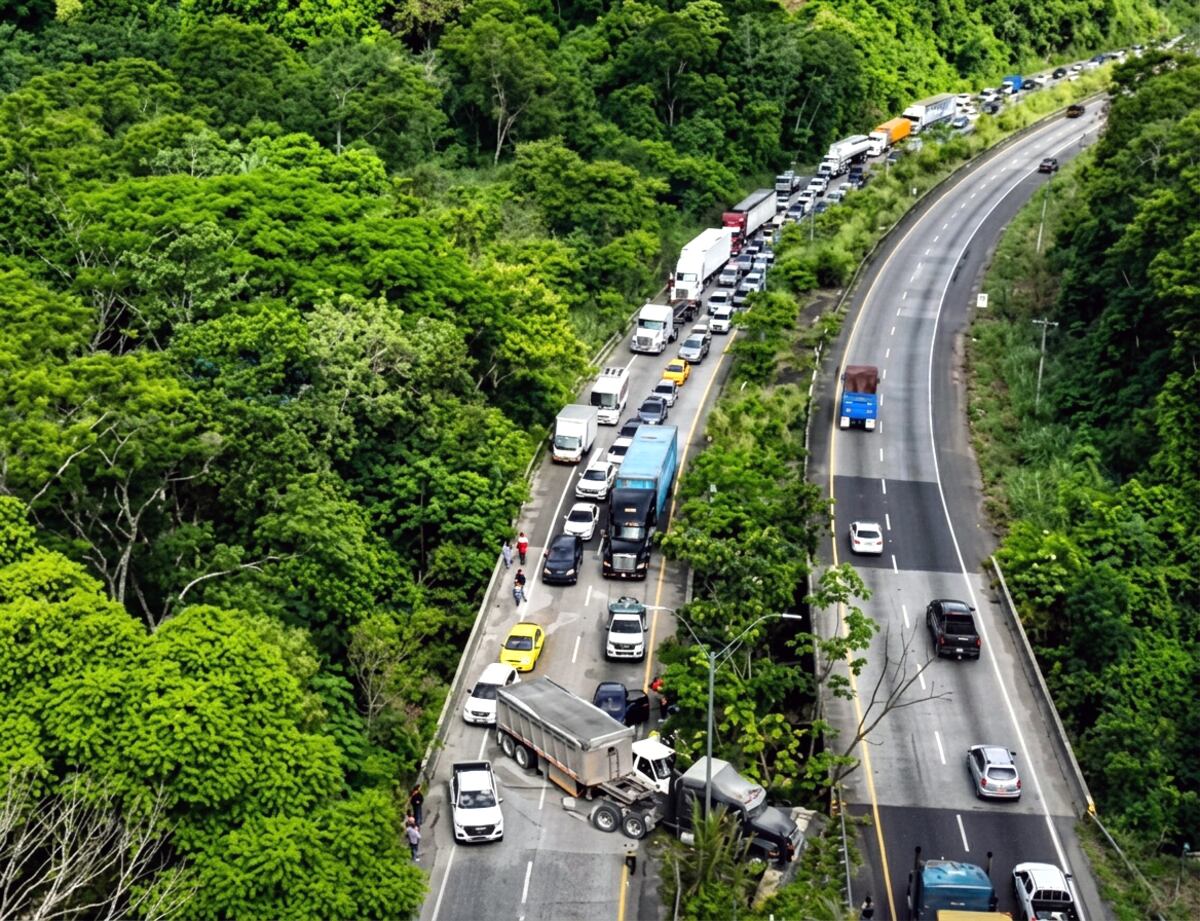 Camión pierde el control y paraliza la vía Centenario por horas