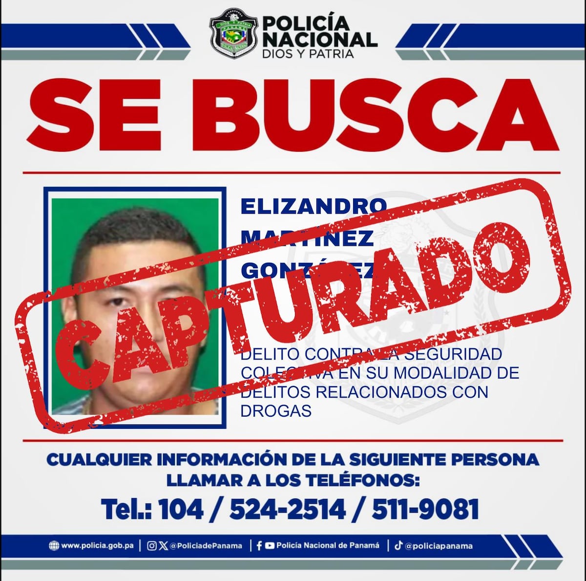 Alto perfil: Cae en Costa Rica Elizandro Martínez González, uno de los más buscados por drogas en Panamá