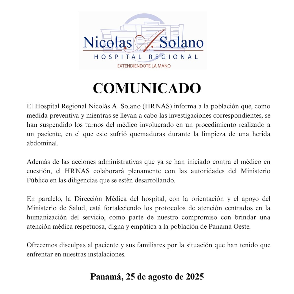 Escándalo en el quirófano: menor terminó quemado en hospital Nicolás Solano. Suspenden al médico