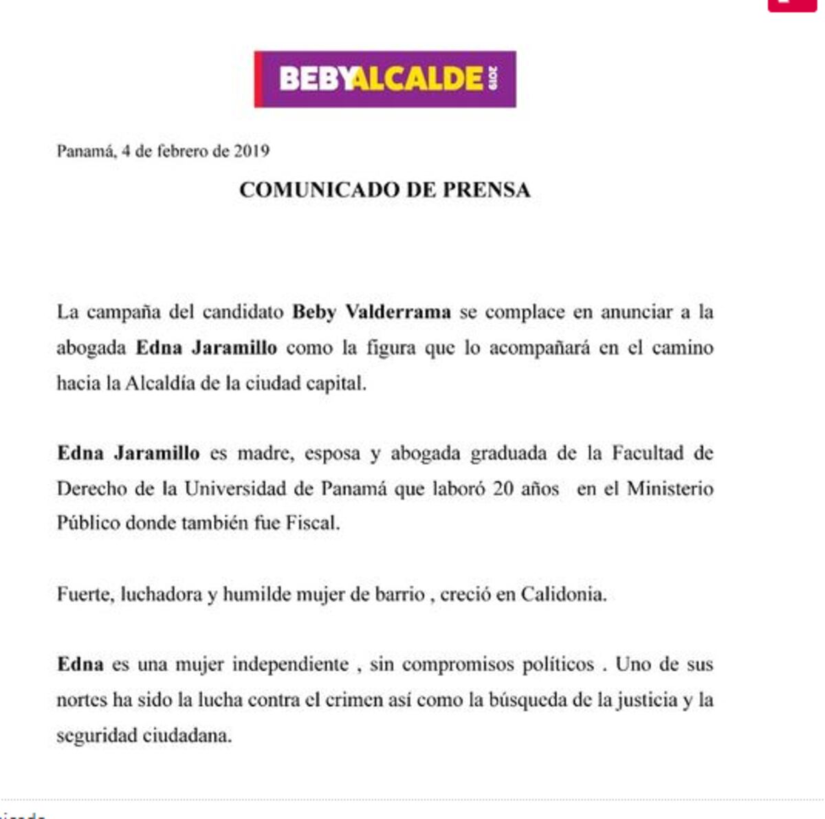 Edna Jaramillo es la mancuerna de Adolfo 'Beby' Valderrama para la Alcaldía 