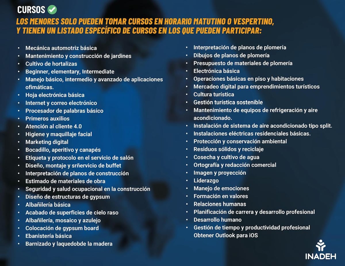 ¿Quieres capacitarte? Mira cómo pueden inscribirse los jóvenes de 16 y 17 años al INADEH