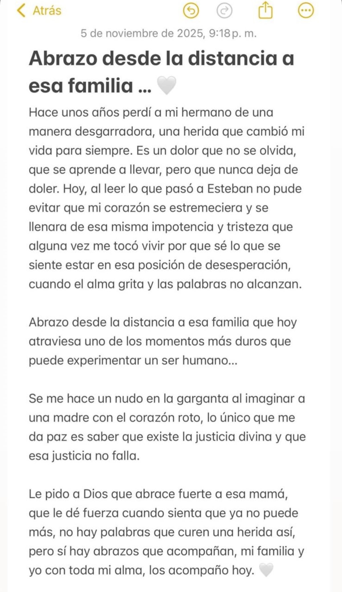 ‘No hay palabras que curen una herida así’: Brithany Ryce se solidariza con la familia de Esteban De León