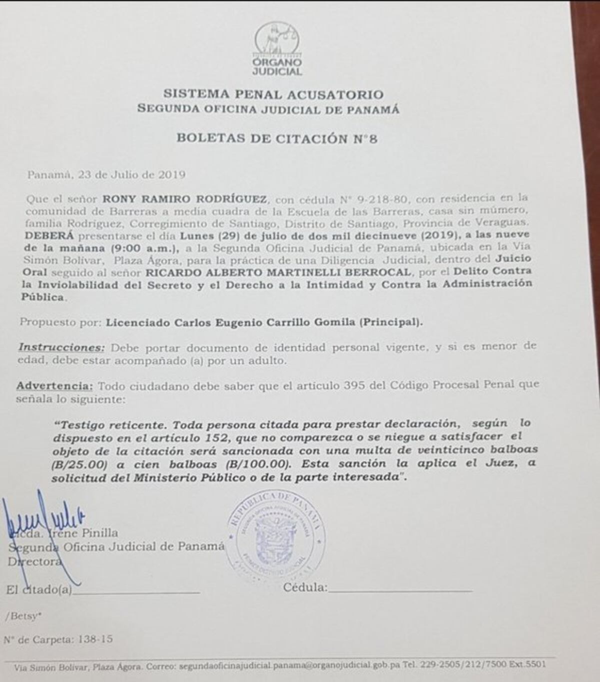 Querellantes concluyen presentación de pruebas en caso ‘Pinchazo’