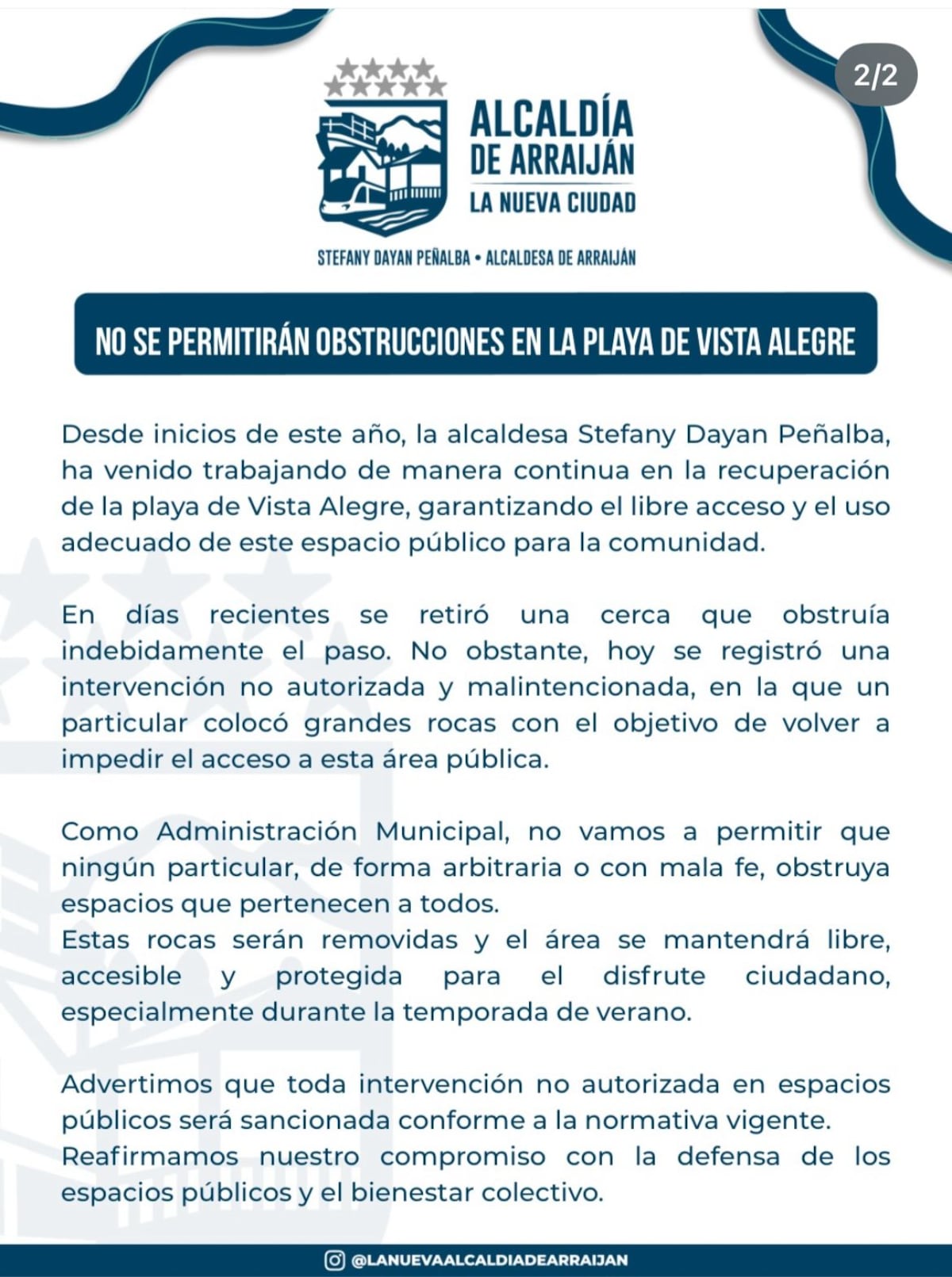 Playa para todos: Alcaldesa de Arraiján dice ‘NO’ a los que quieren obstáculizar Vista Alegre