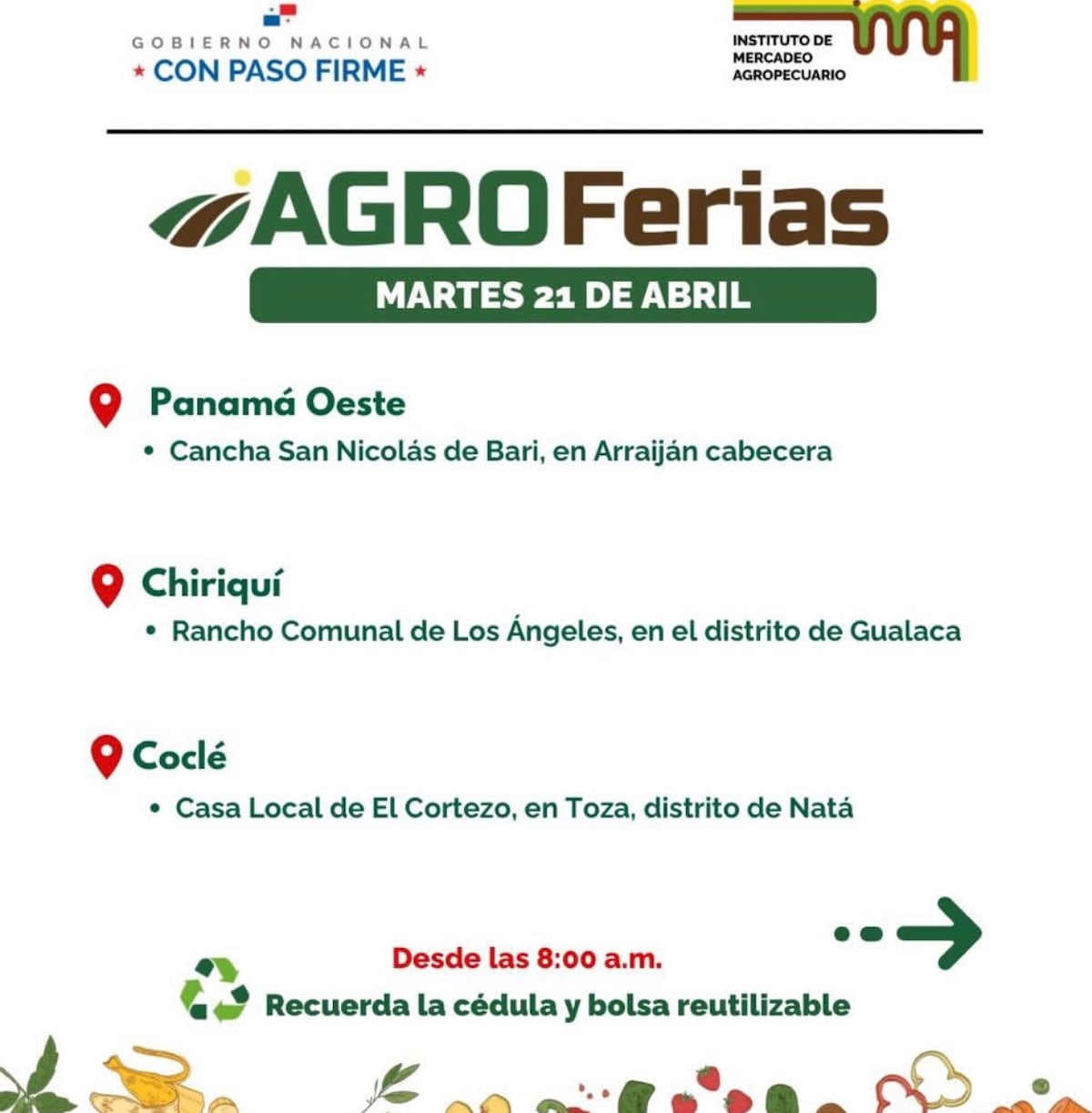 Agroferias del IMA este martes: puntos de venta en todo Panamá