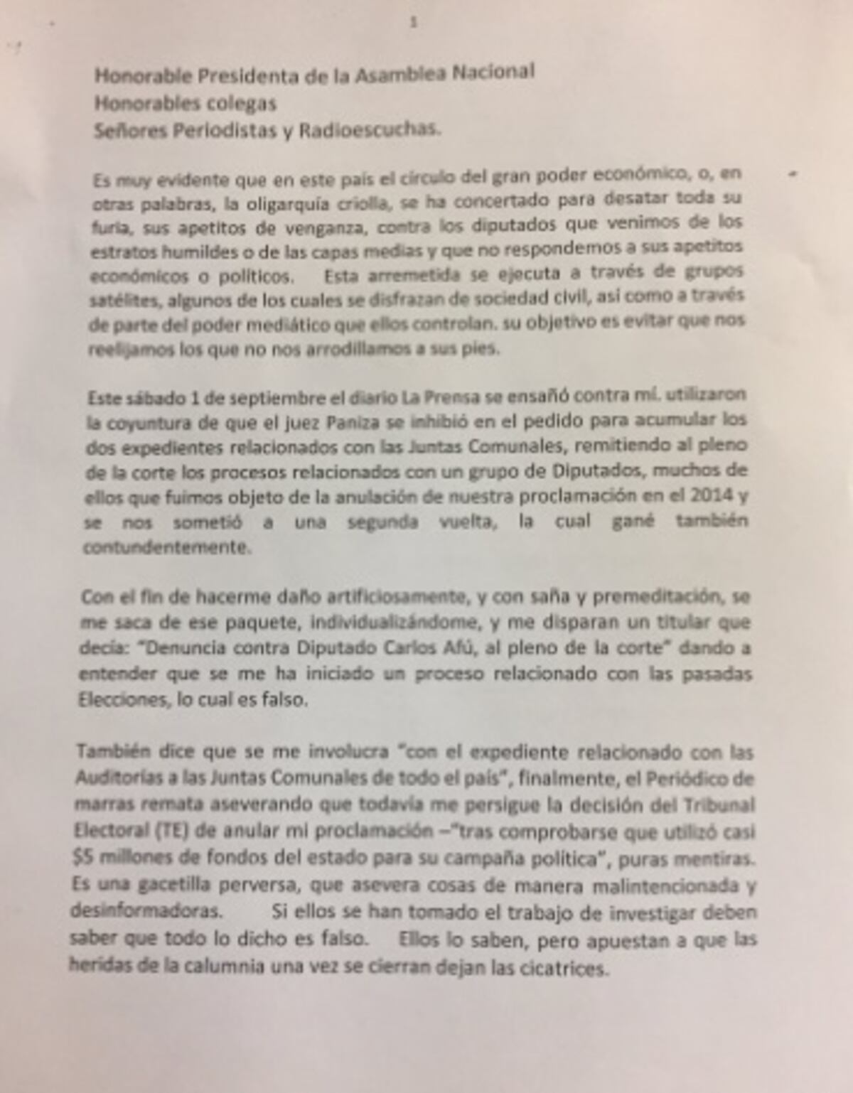 El diputado 'Tito' Afú aseguró en la Asamblea que demandará a La Prensa  