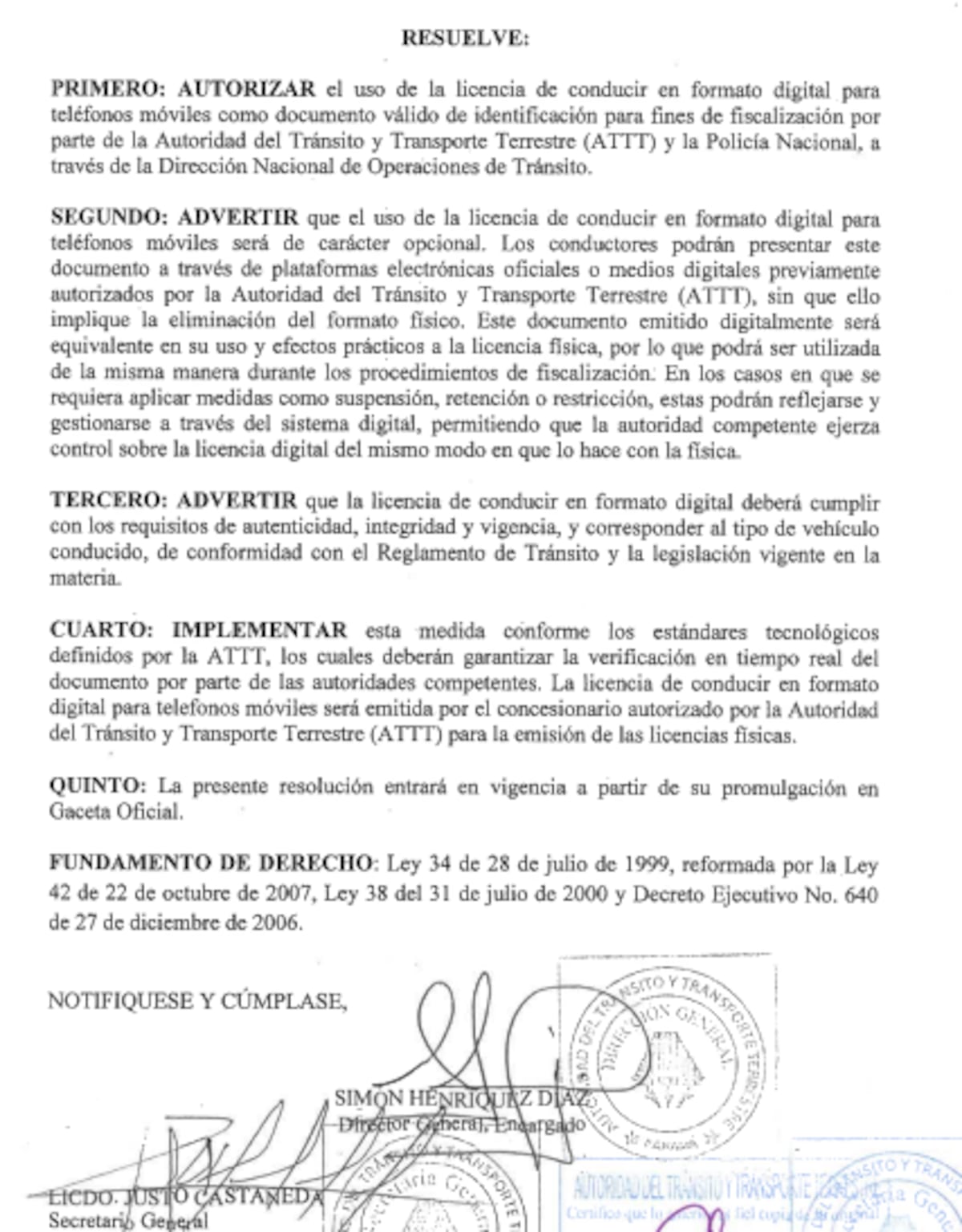 ¡Adiós al plástico! ATTT autoriza la licencia de conducir digital como medio de identificación en Panamá