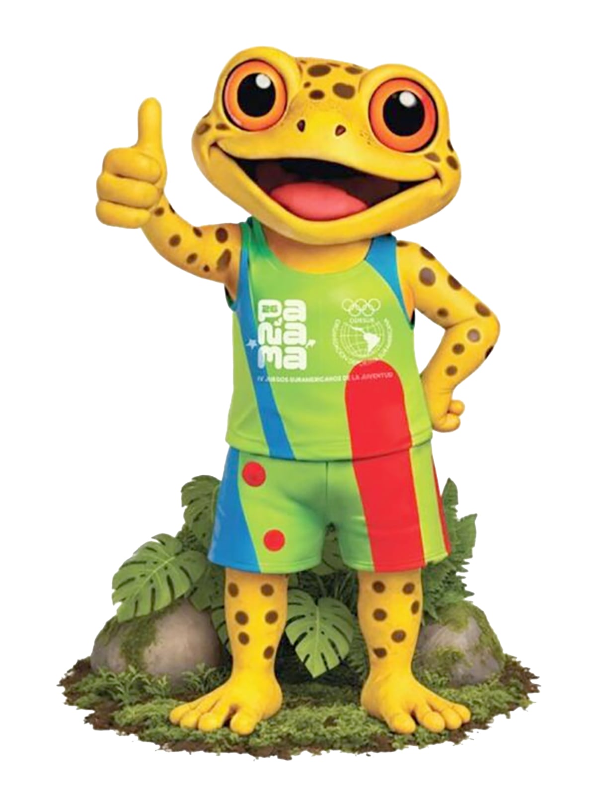 ¡Antón ya está aquí! La rana dorada es la nueva mascota de los Juegos Suramericanos Panamá 2026