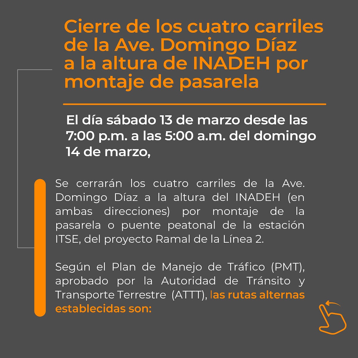 Habrá cierre de los cuatro carriles en la Ave. Domingo Díaz