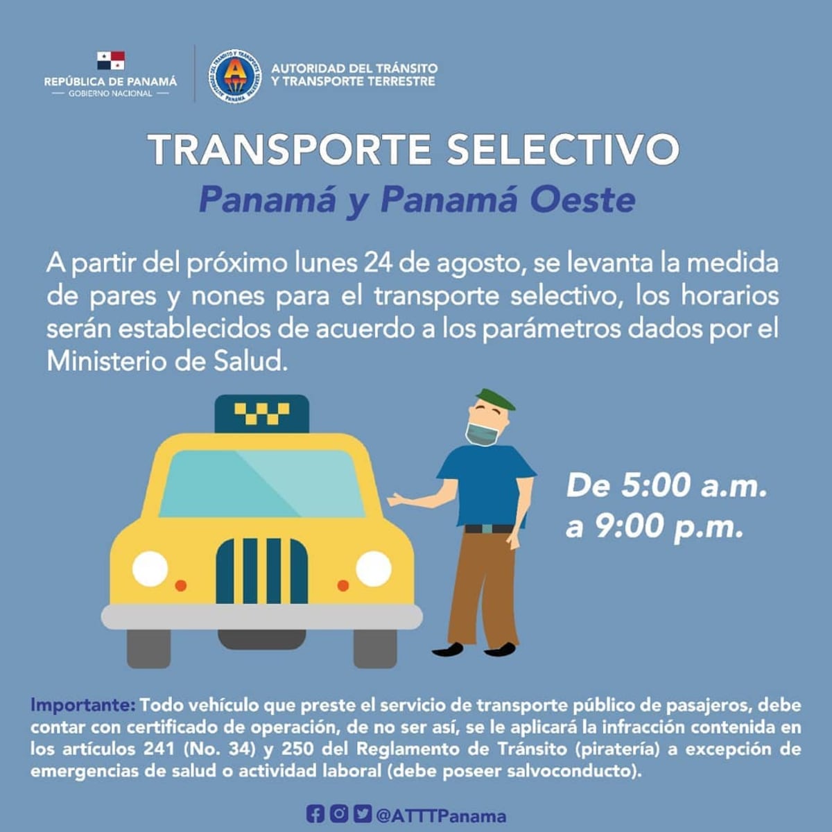 A partir de este lunes todos los taxis podrán salir. Se levanta medida de pares y nones