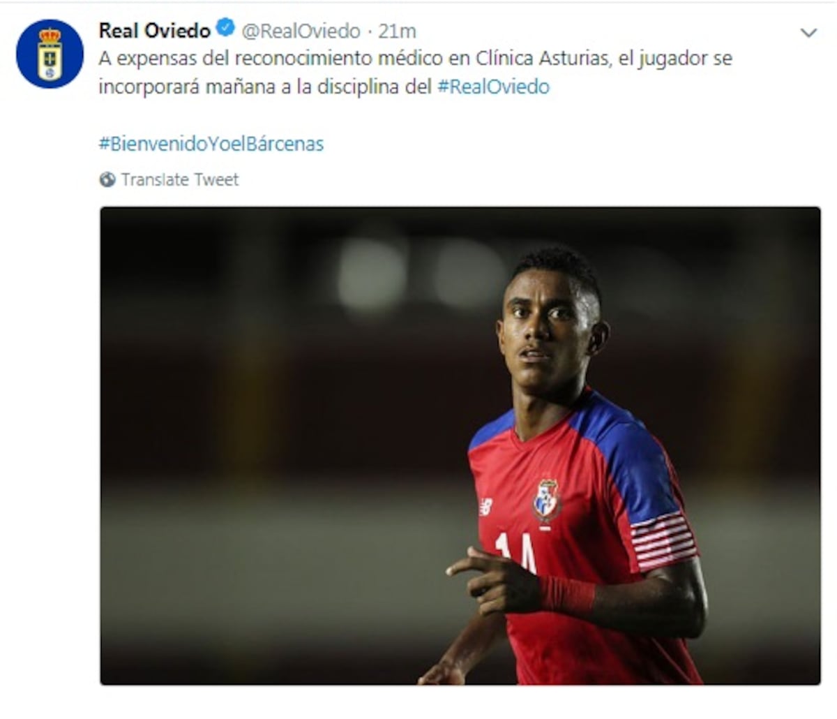 El panameño Yoel Bárcenas tras el Mundial es firmado por el Real Oviedo